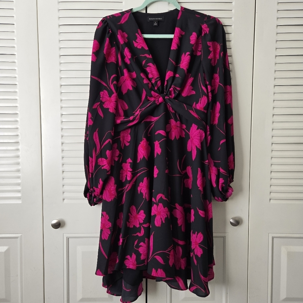 Banana Republic women spring summer chiffon Flora short dress  6 #027